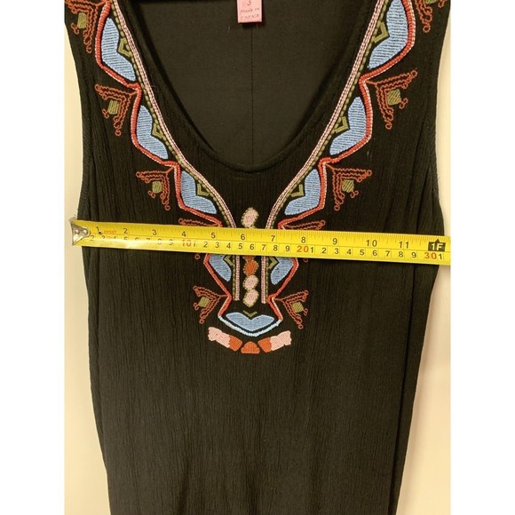 Honey belle Embroidered Black Mini‎ Dress Boho Style Size Small - Picture 9 of 11
